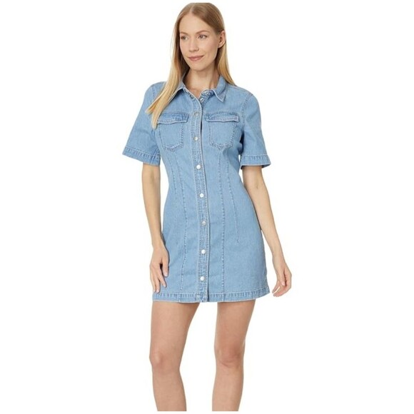 Madewell Denim Seamed Mini Shirtdress in Palermo Wash - Picture 3 of 9
